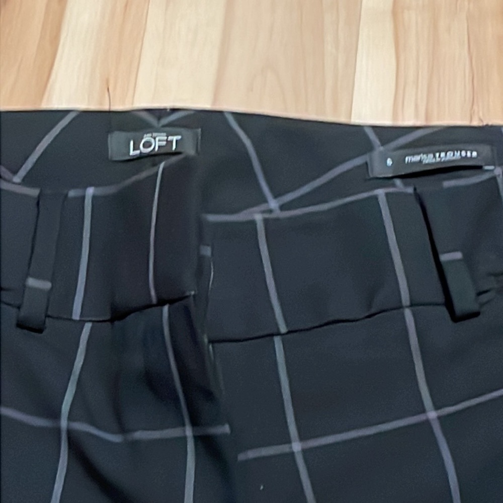 Ann Taylor Loft “Marisa” trousers with checkered pinstripe pattern GUC - Picture 2 of 7